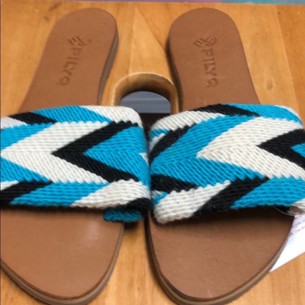Anthropologie PilyQ woven slide sandals, 7, NWT.